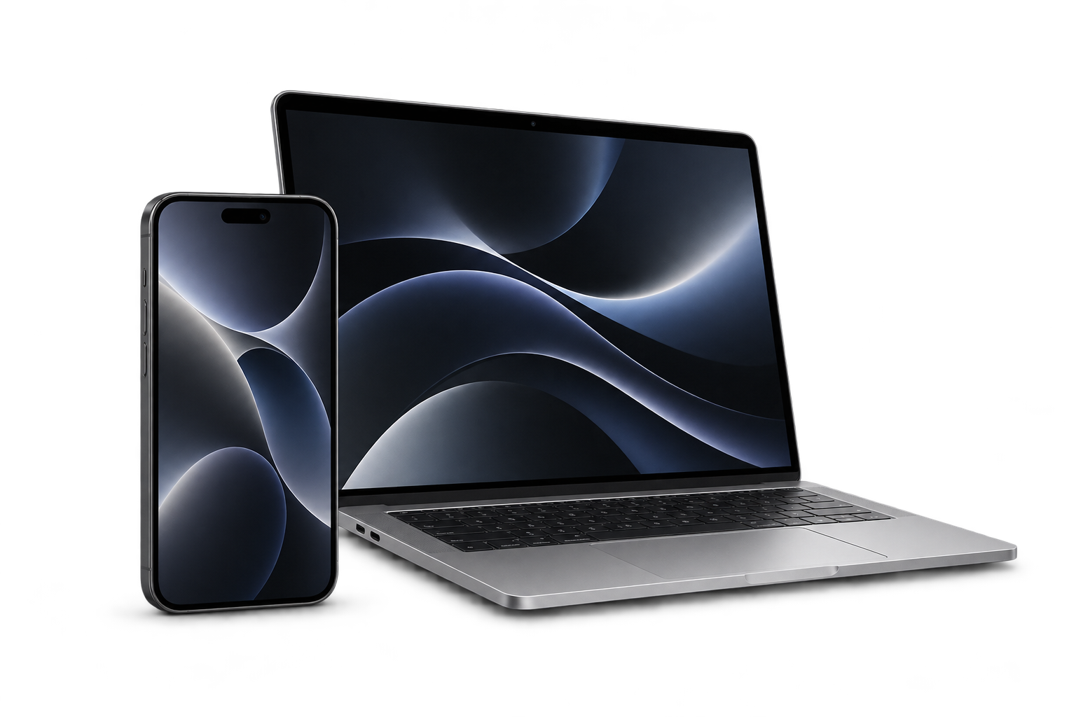 iPhone и Mac в компактной серебристо-графитовой композиции